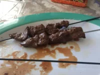 barbecued venison stew chunks.webp